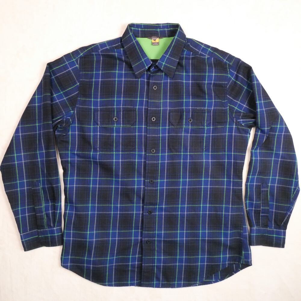 Eddie Bauer Blue Green Plaid Button Down Shirt Size L Seahawks Cabincore PNW